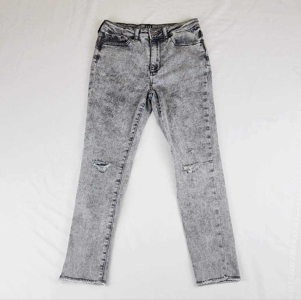 Gap Grey Stretch High Rise Ankle Jegging Distressed Jeans Pants